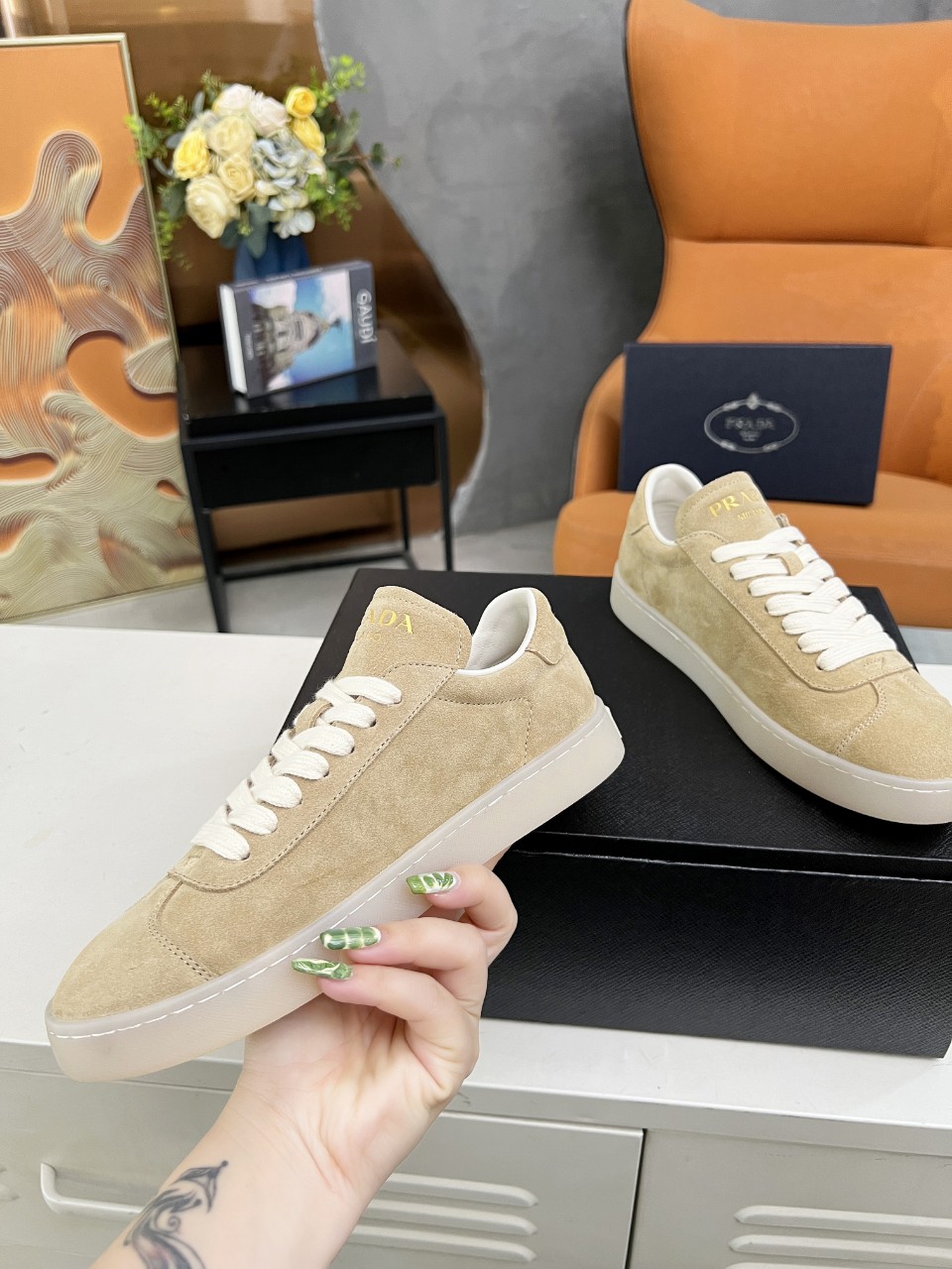 Prada Lane Deer Leather Sneakers Size 36-45