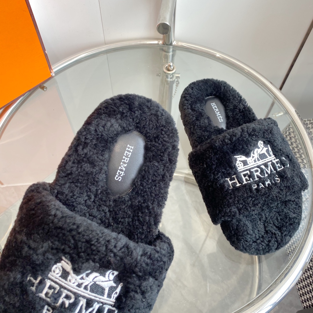 Hermes 23fw Women Winter Slippers Size 36-40