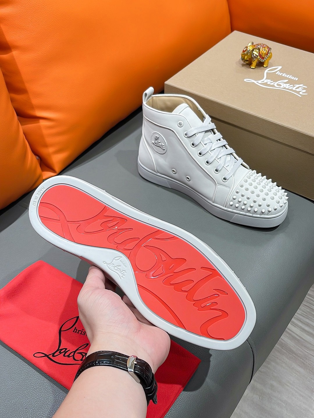 Christian Louboutin Lou Spikes High-Top Sneaker Size 36-46