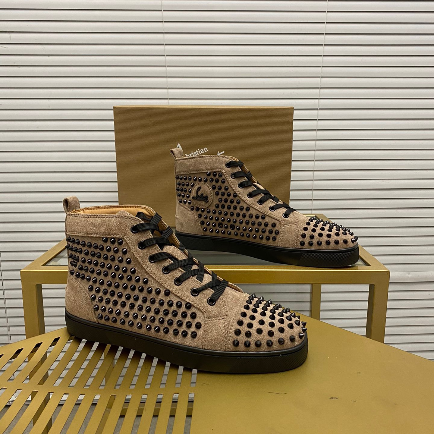 Christian Louboutin Louis Spikes High-Top Sneaker Size 36-46 10-Color