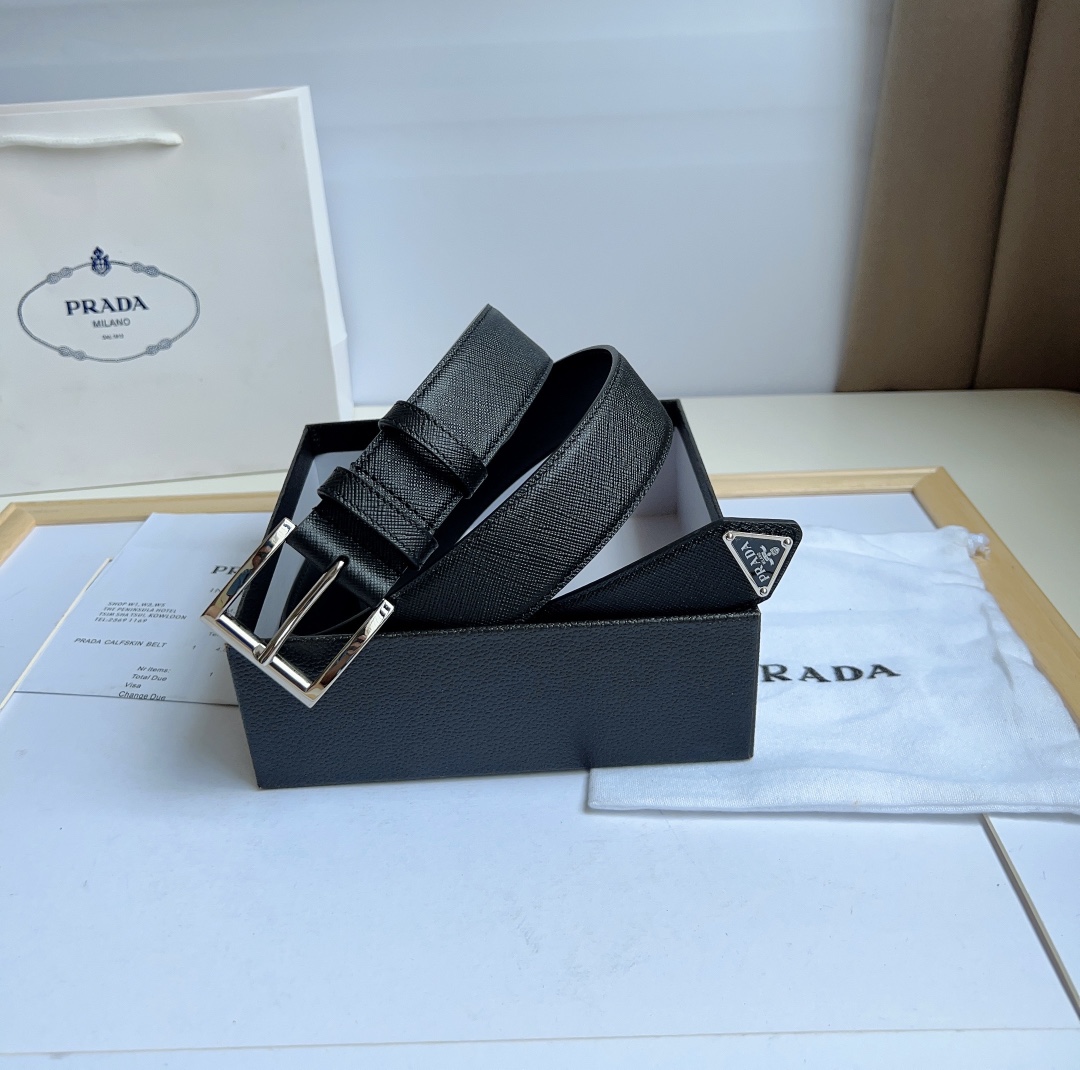 Prada Men/Women Belt Width 3.5cm