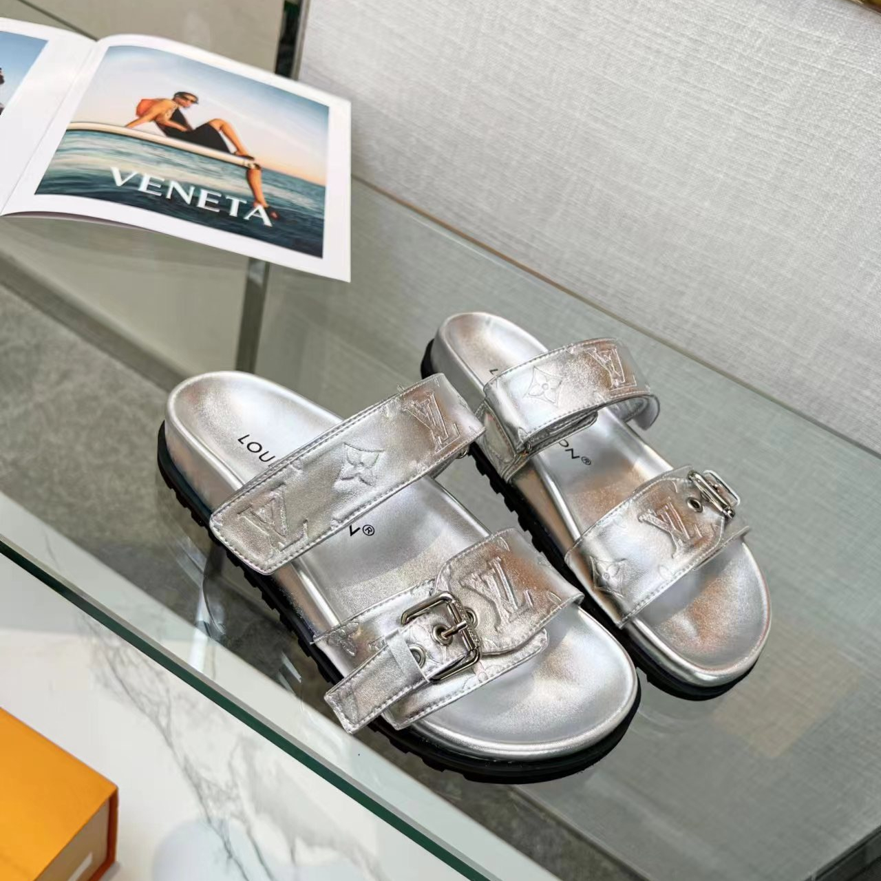 Louis Vuitton Bom Dia Flat Comfort Slippers Size 36-41 3-Color