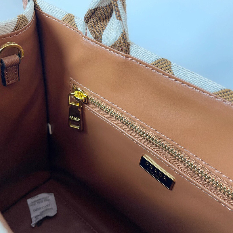 Prada 1BA354 Symbole Embroidered Fabric Handbag Size 28*22*9cm