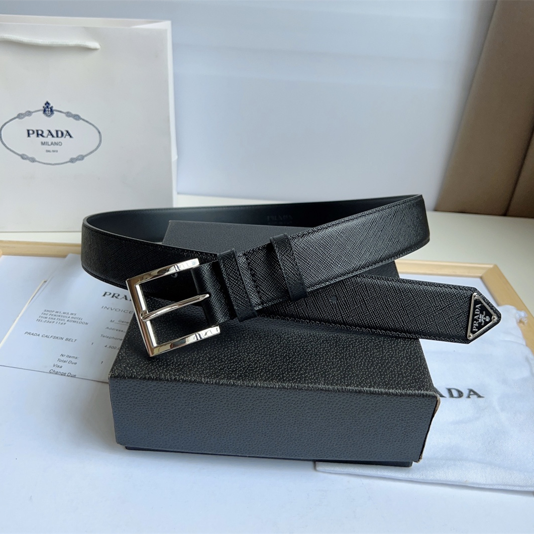 Prada Men/Women Belt Width 3.5cm