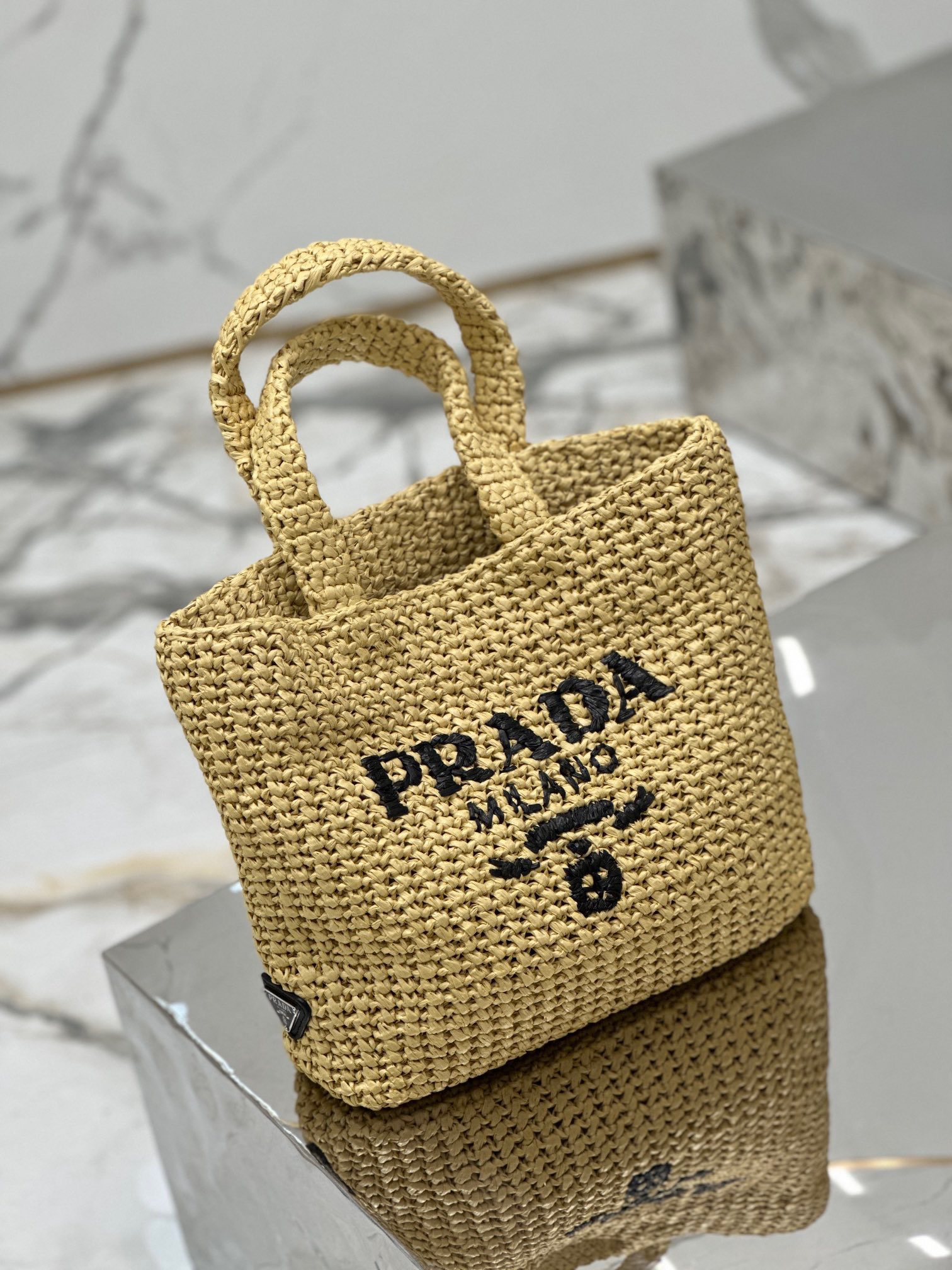 Prada 1BG422 Small crochet tote Bag Size 24*24*8cm