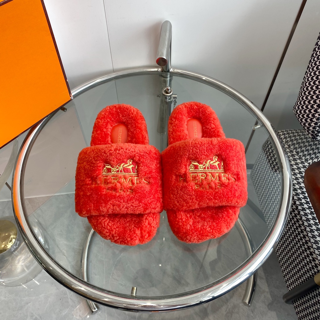 Hermes 23fw Women Winter Slippers Size 36-40