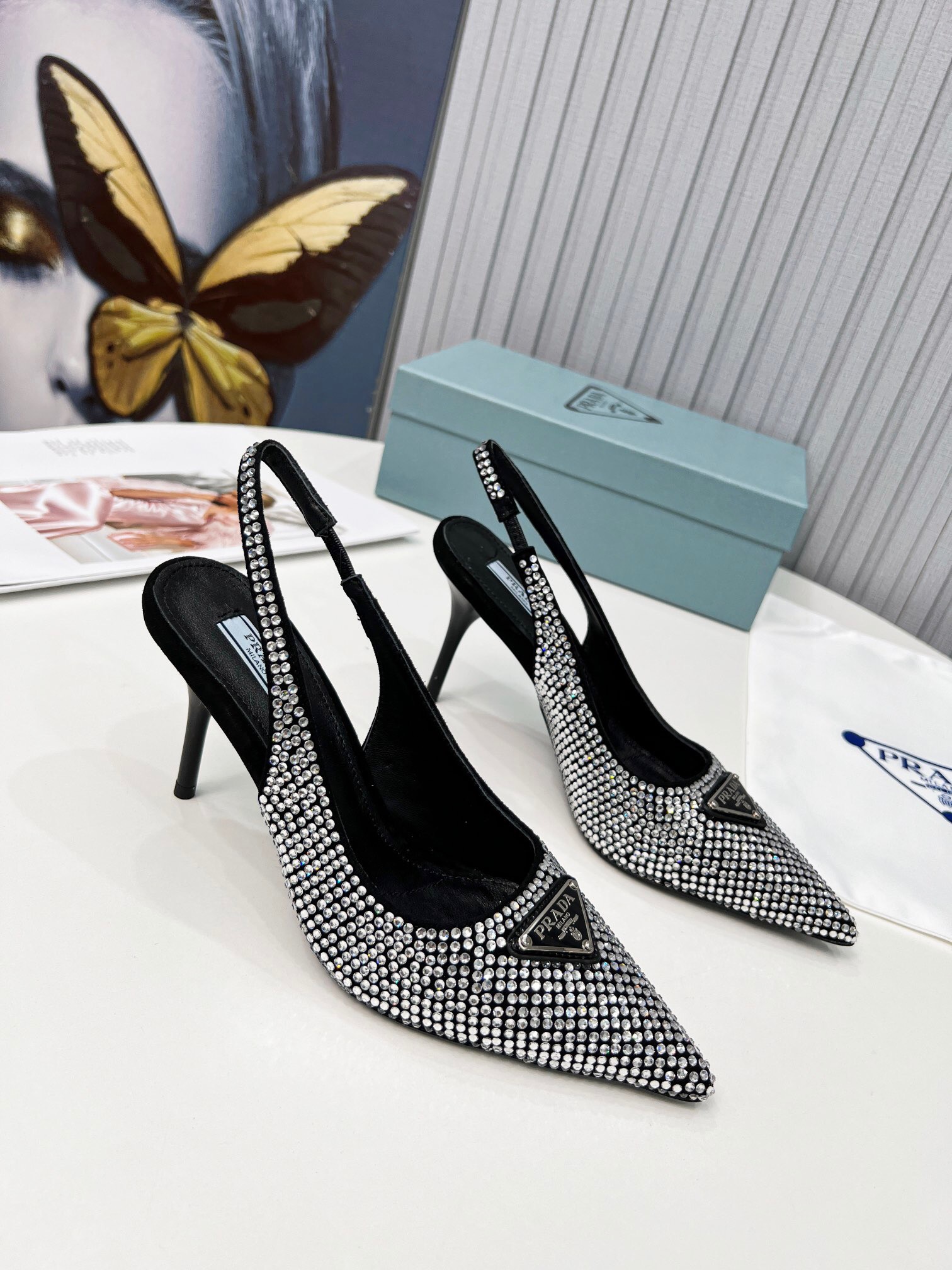 Prada Brushed Leather Slingback Pumps Size 35-41 3-Color