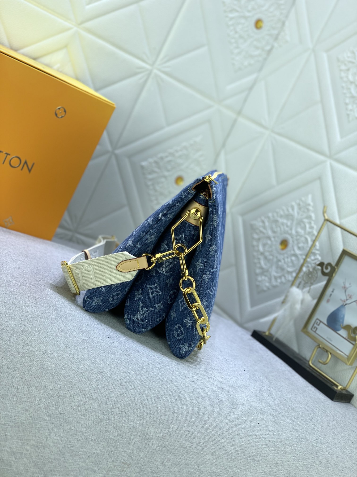 Louis Vuitton Monogram Coussin Denim Cowboy Shoulder Bags Size 34*24*12cm