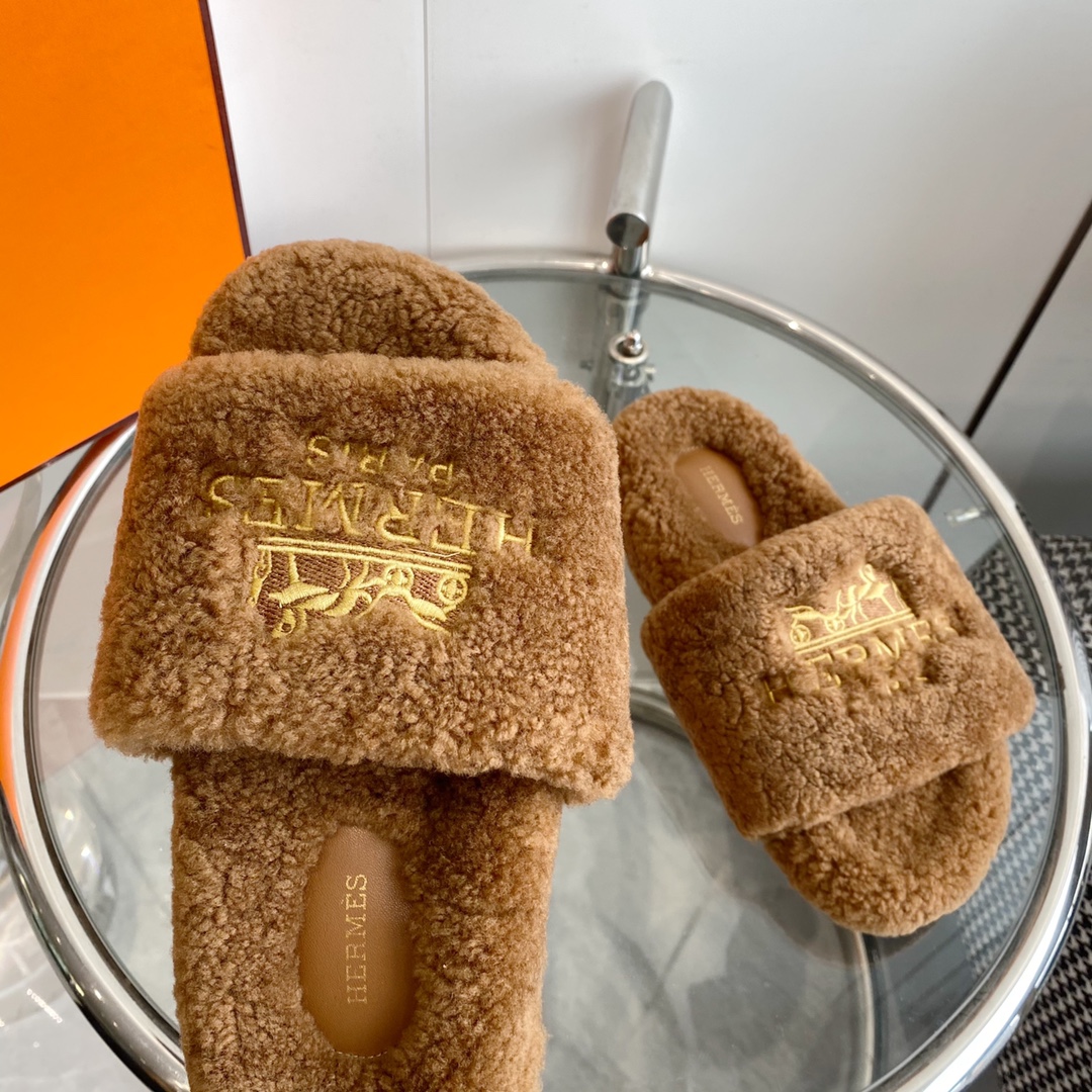 Hermes 23fw Women Winter Slippers Size 36-40