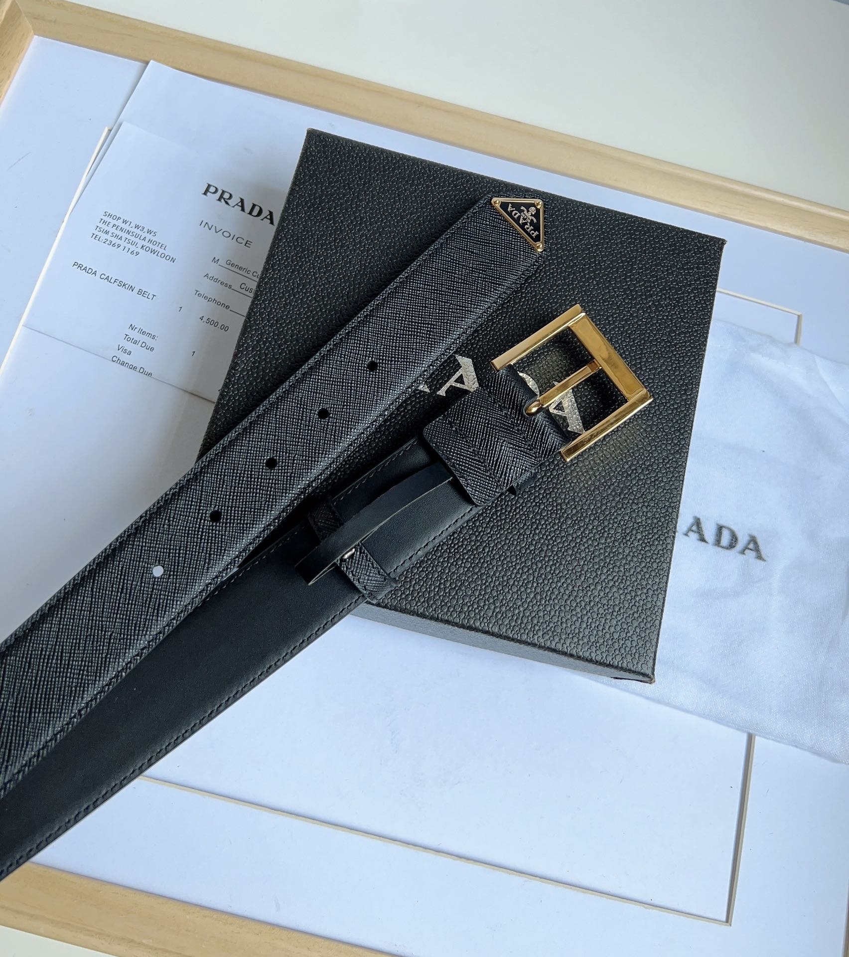 Prada Men/Women Belt Width 3.5cm