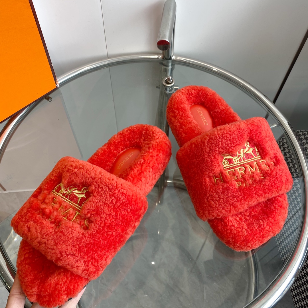 Hermes 23fw Women Winter Slippers Size 36-40