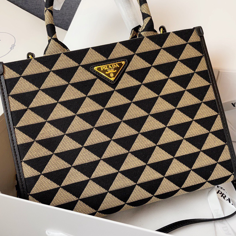 Prada 1BA354 Symbole Embroidered Fabric Handbag Size 28*22*9cm