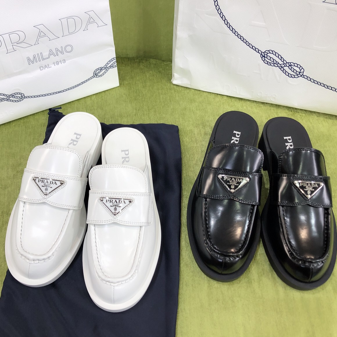 Prada Brushed Leather Mules Size 35-40   2-Color