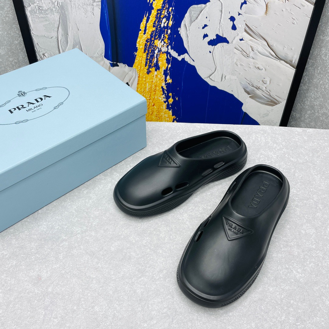 Prada Foam Rubber Slippers Size 35-45 Black/White