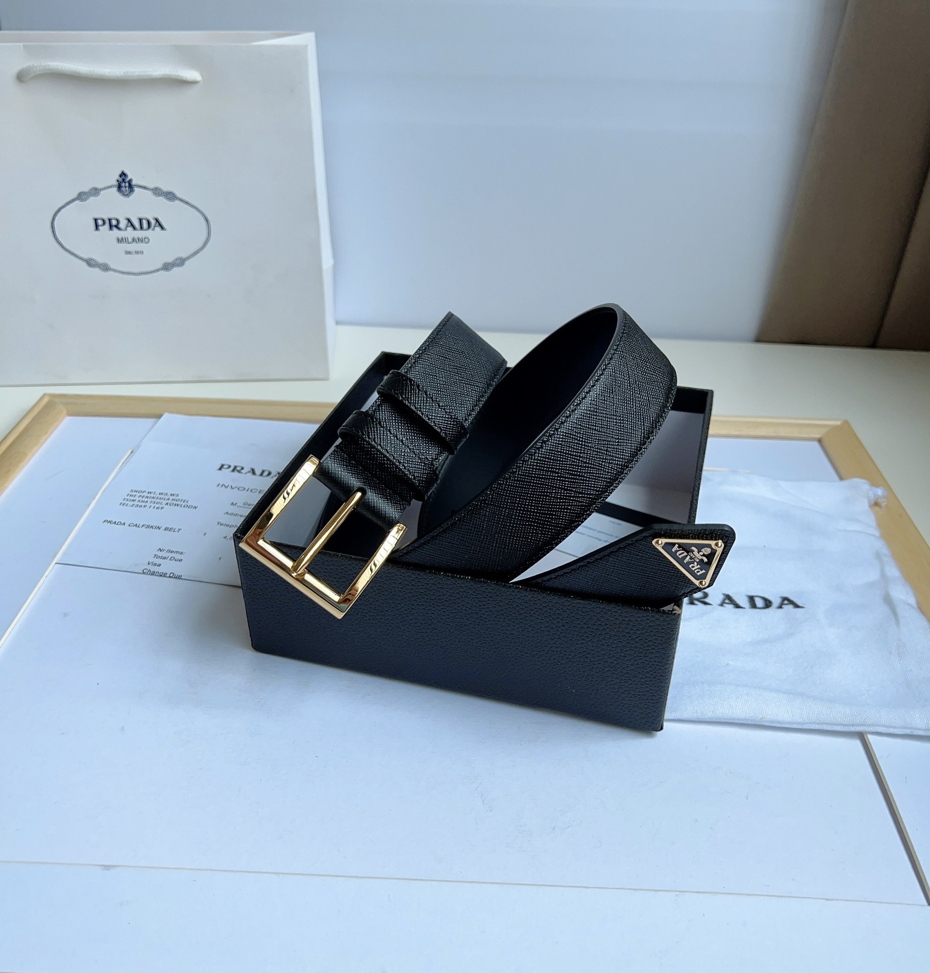 Prada Men/Women Belt Width 3.5cm