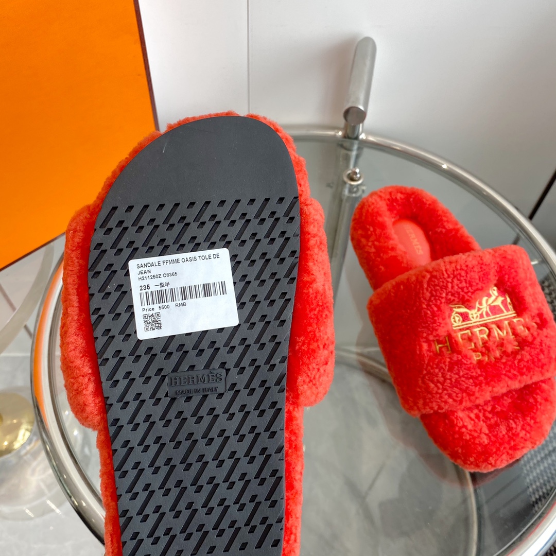 Hermes 23fw Women Winter Slippers Size 36-40