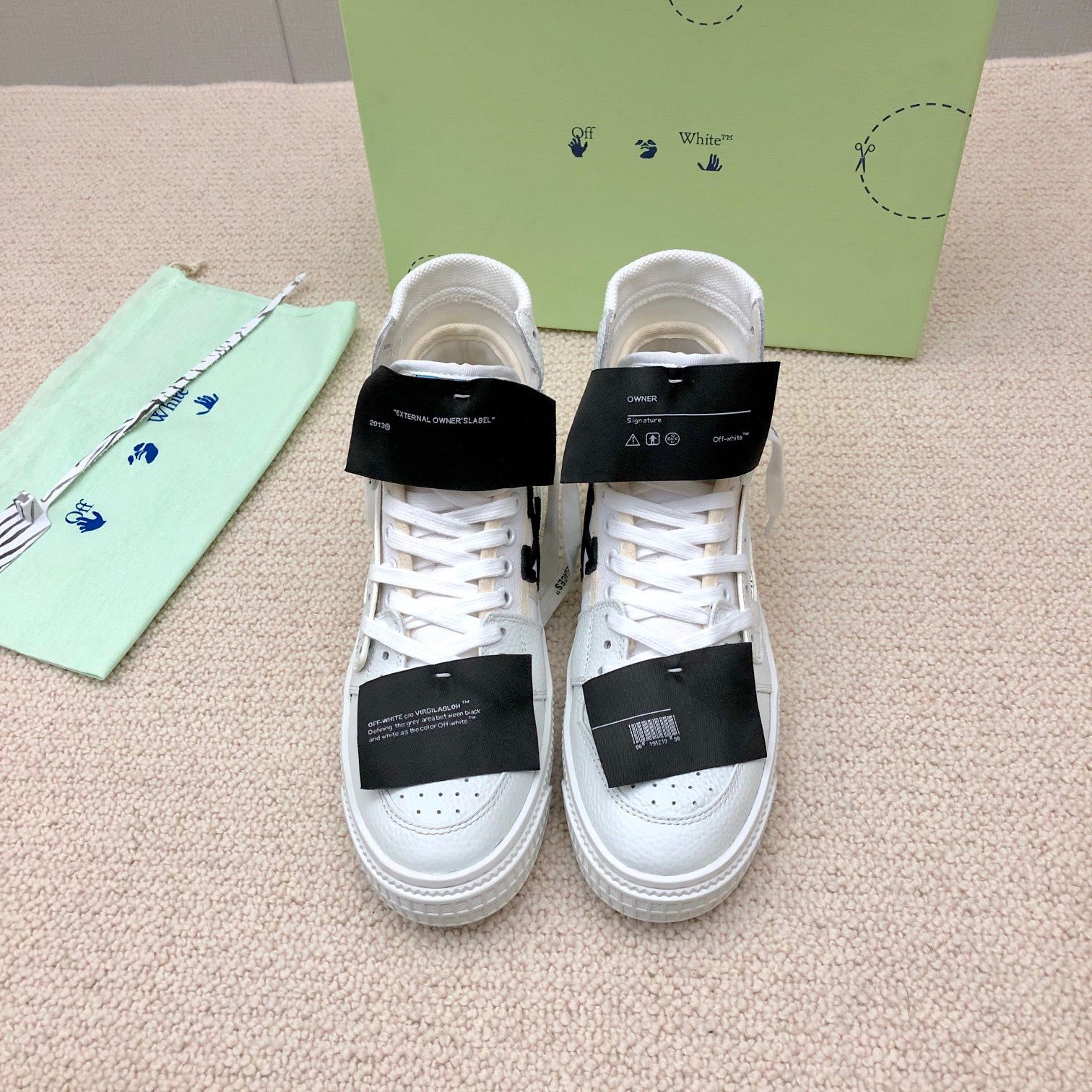 OFF White 2025ss Office Calf Leather Sneaker Size 36-45