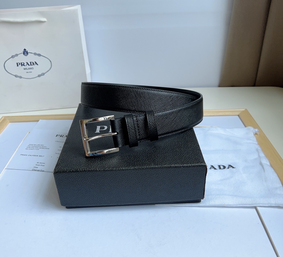 Prada Men/Women Belt Width 3.5cm
