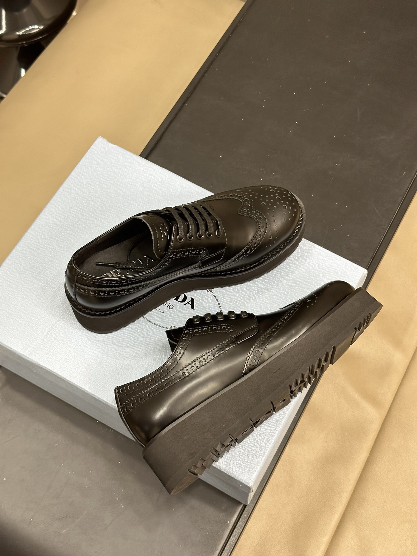 Prada Brushed leather derby Shoes Size 36-41