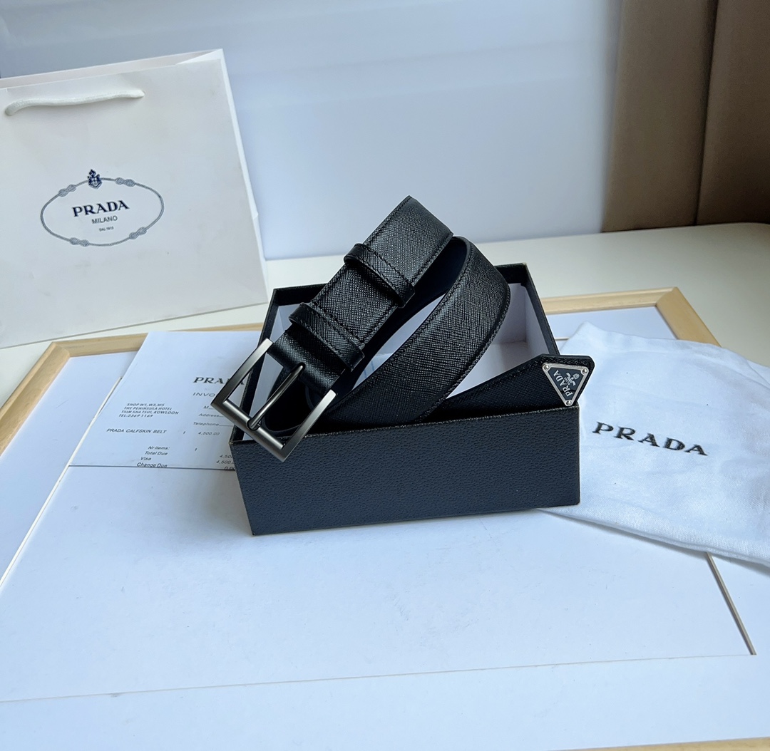 Prada Men/Women Belt Width 3.5cm