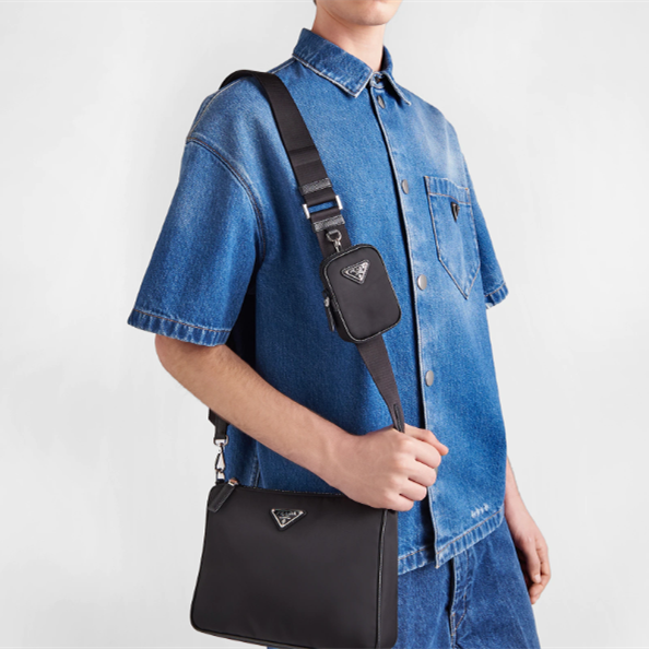 Prada 2VH113 Re-Nylon and Saffiano Leather Shoulder Bags Size 24*18.5*6cm