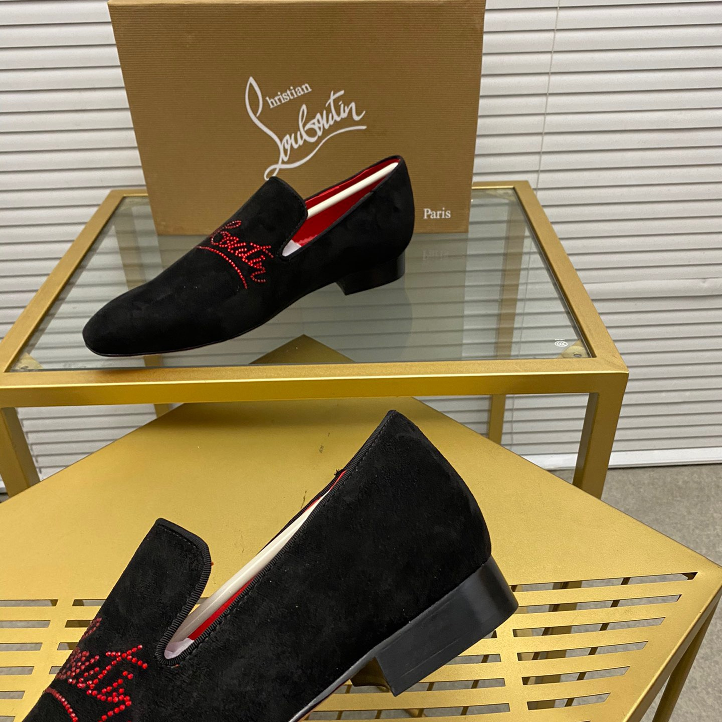 Christian Louboutin Navy Dandelion Strass Loafers Size 39-45