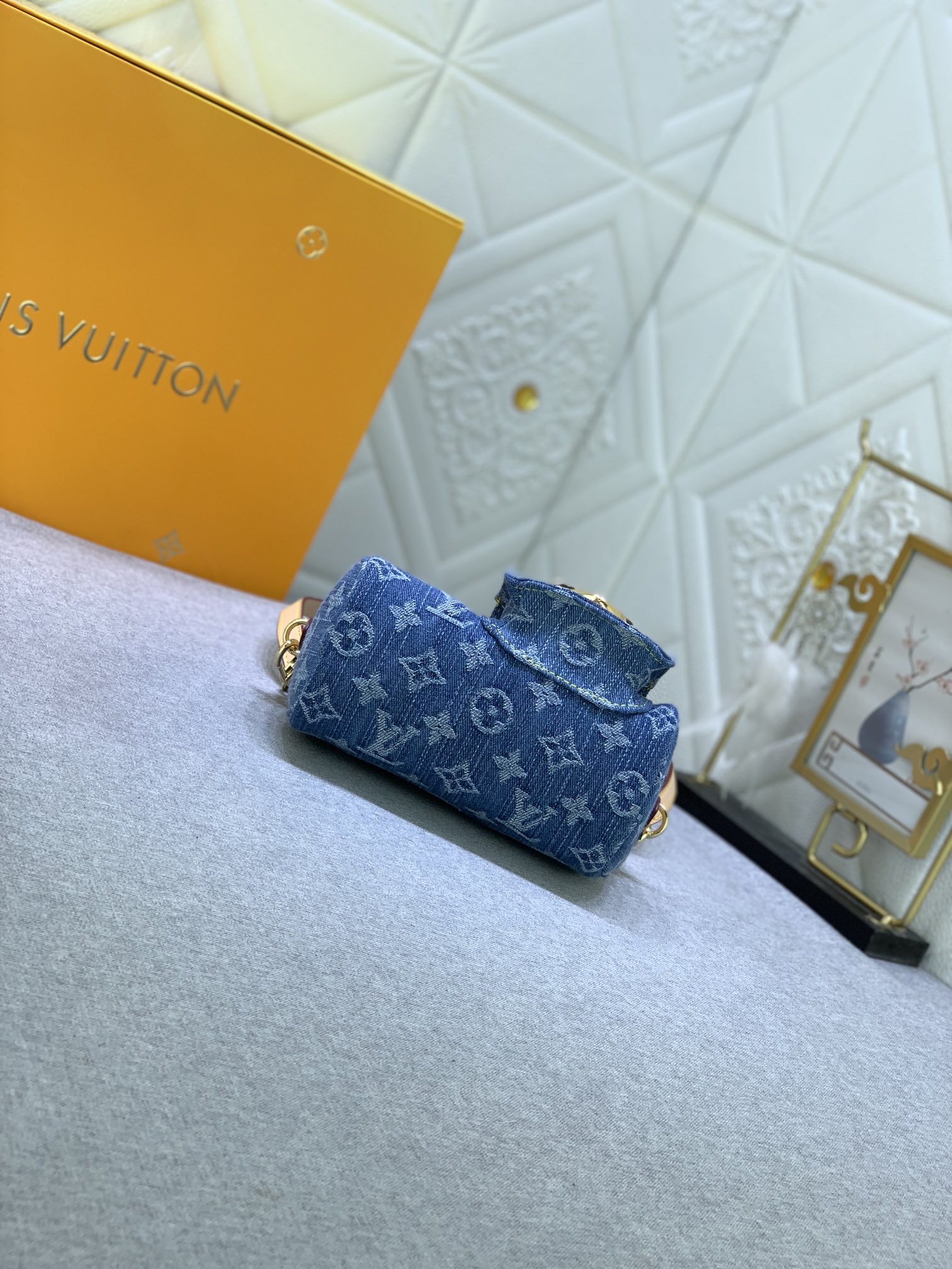 Louis Vuitton M82950 Nano Speedy Denim Cowboy Shoulder Bags Size 16*7*10cm