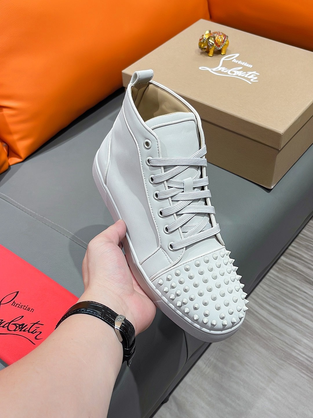Christian Louboutin Lou Spikes High-Top Sneaker Size 36-46