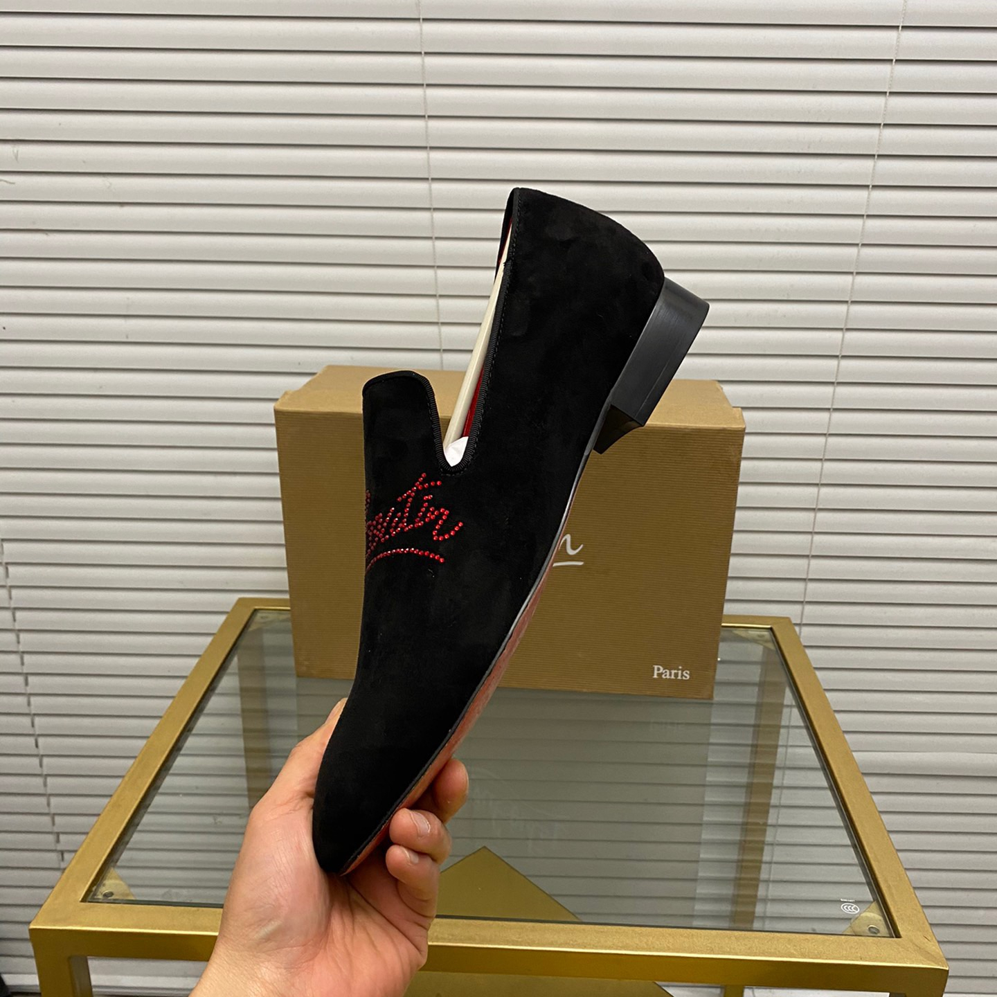 Christian Louboutin Navy Dandelion Strass Loafers Size 39-45