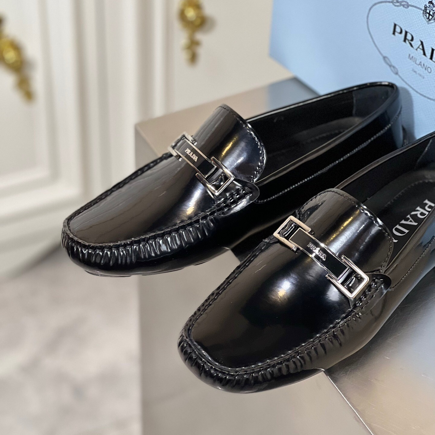 Prada Saffiano Leather Driver Loafers Size 39-45   5-Style