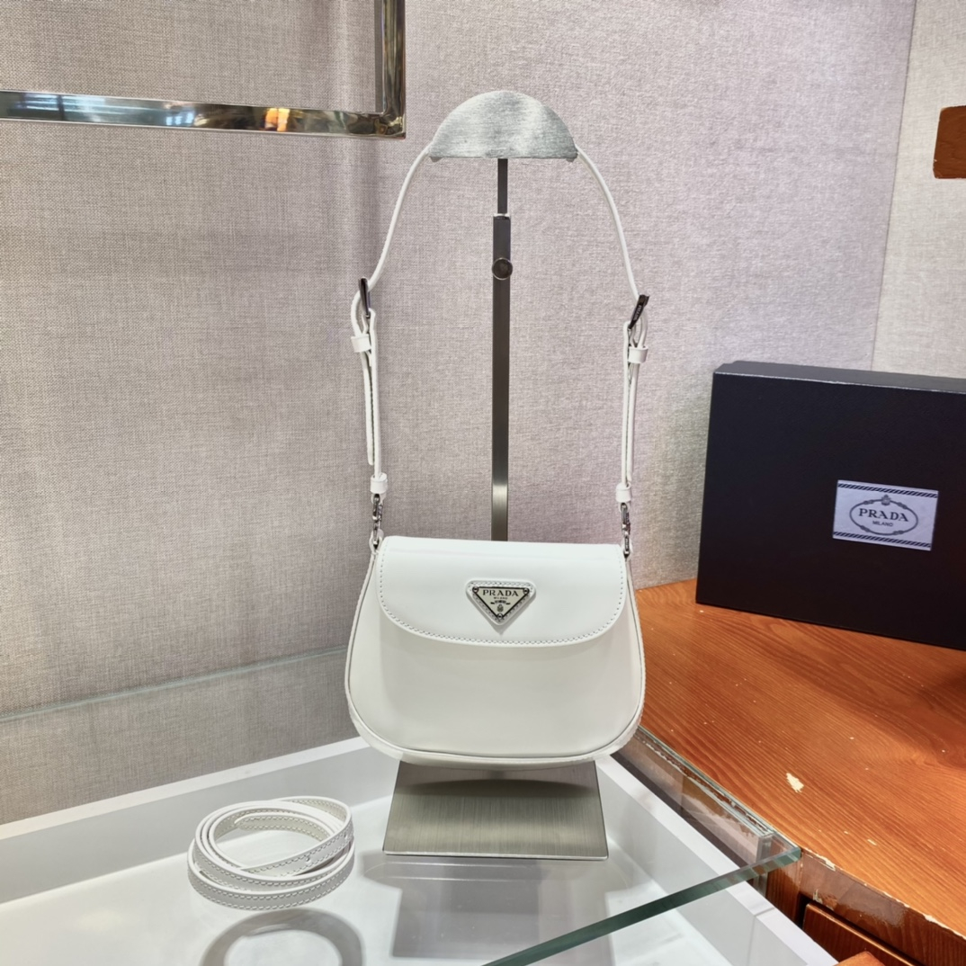 Prada 1BH188 Cleo brushed Leather Shoulder Bags Size 17*14.5*3cm