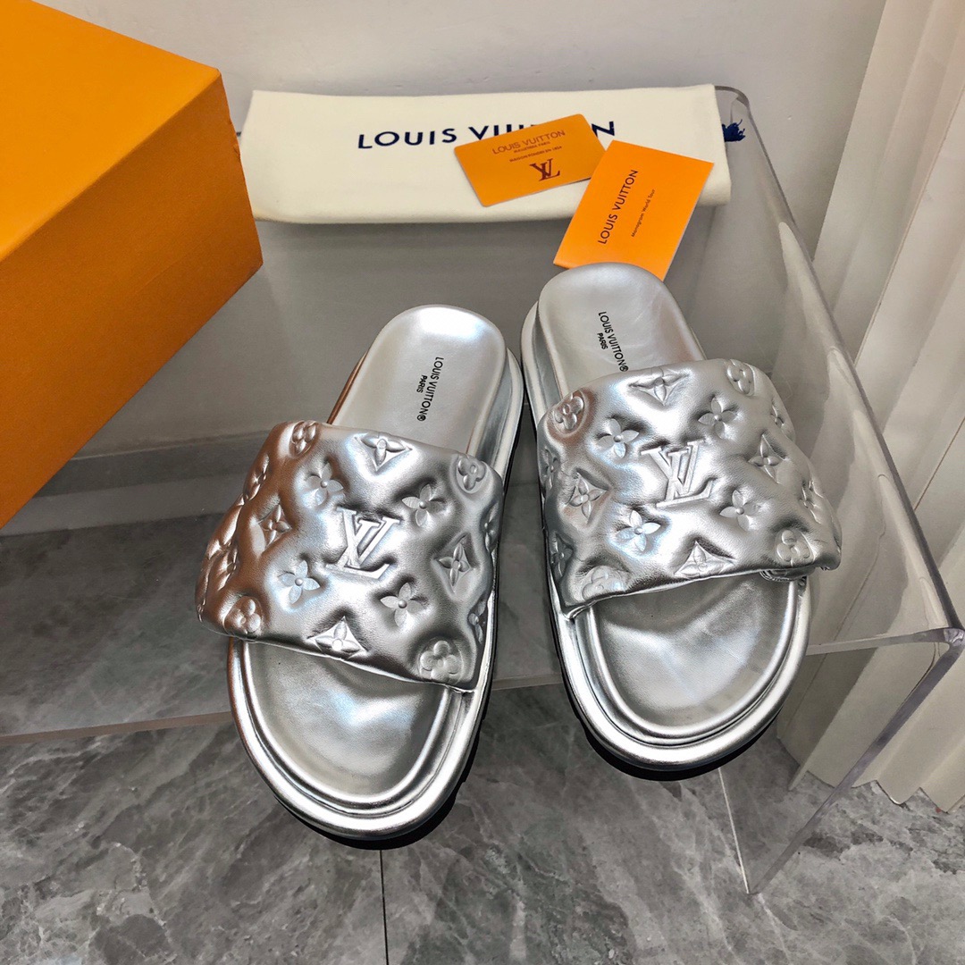 Louis Vuitton Pool Pillow Flat Comfort Slippers Size 36-41 9-Color