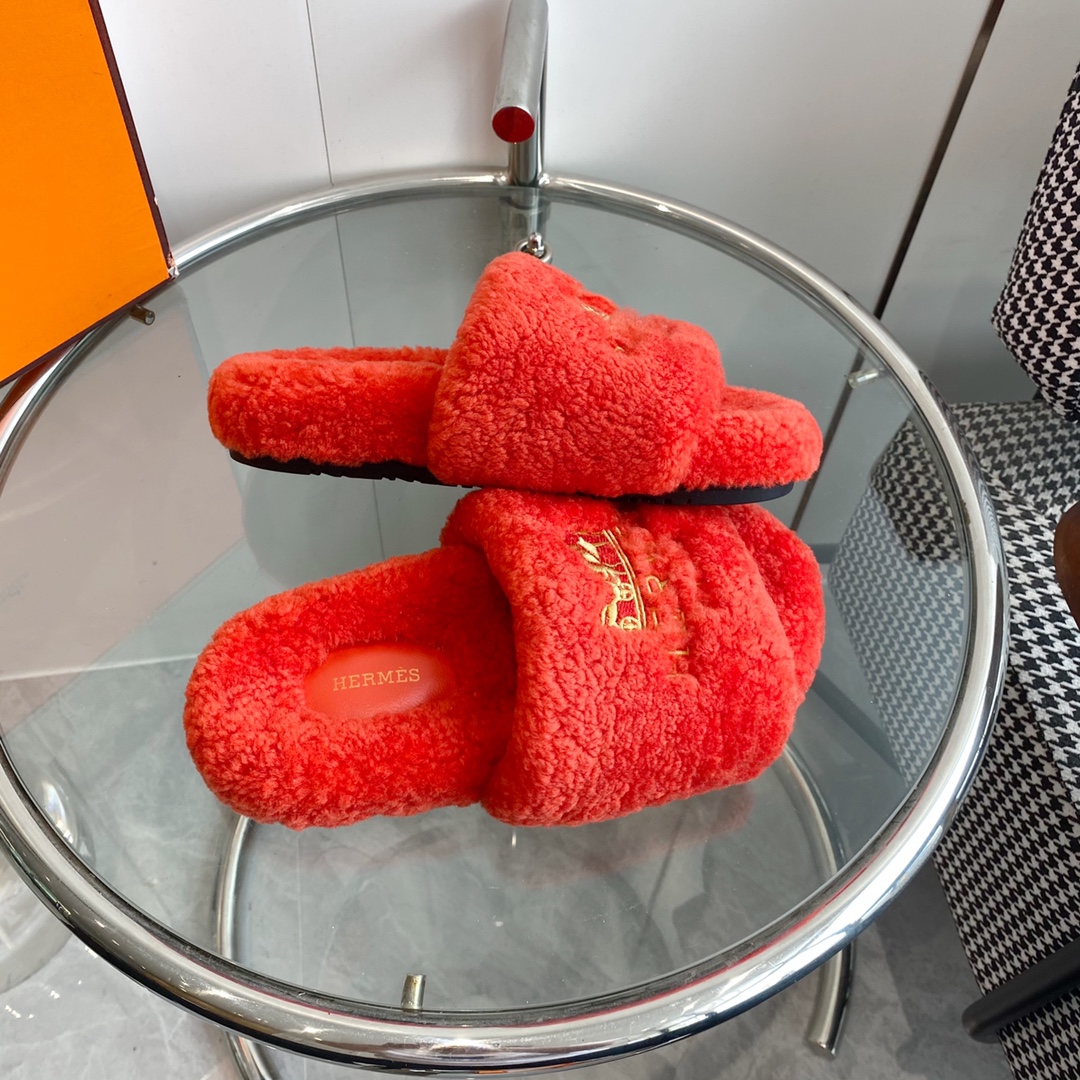 Hermes 23fw Women Winter Slippers Size 36-40