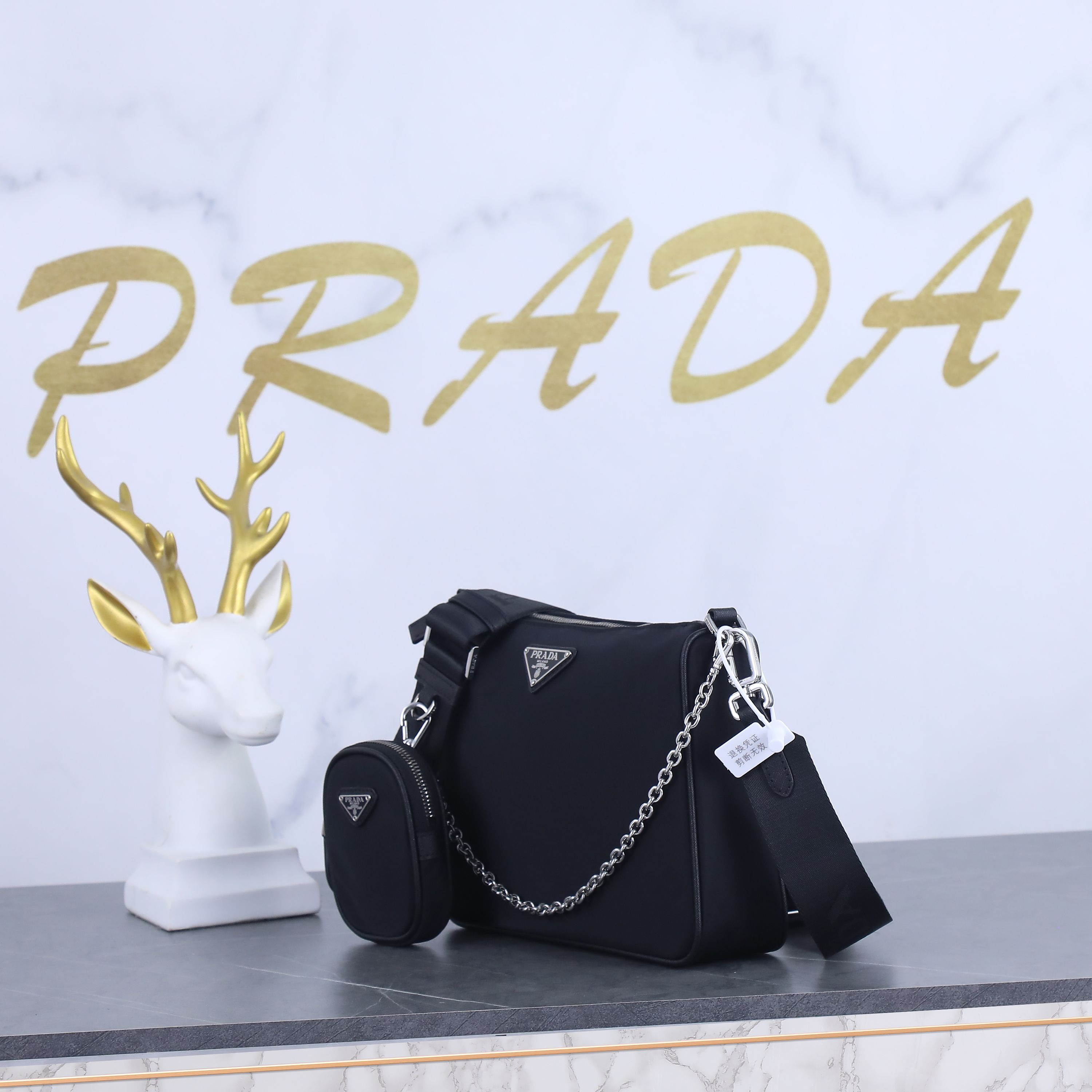 Prada 2VH113 Re-Nylon and Saffiano Leather Shoulder Bags Size 24*18.5*6cm