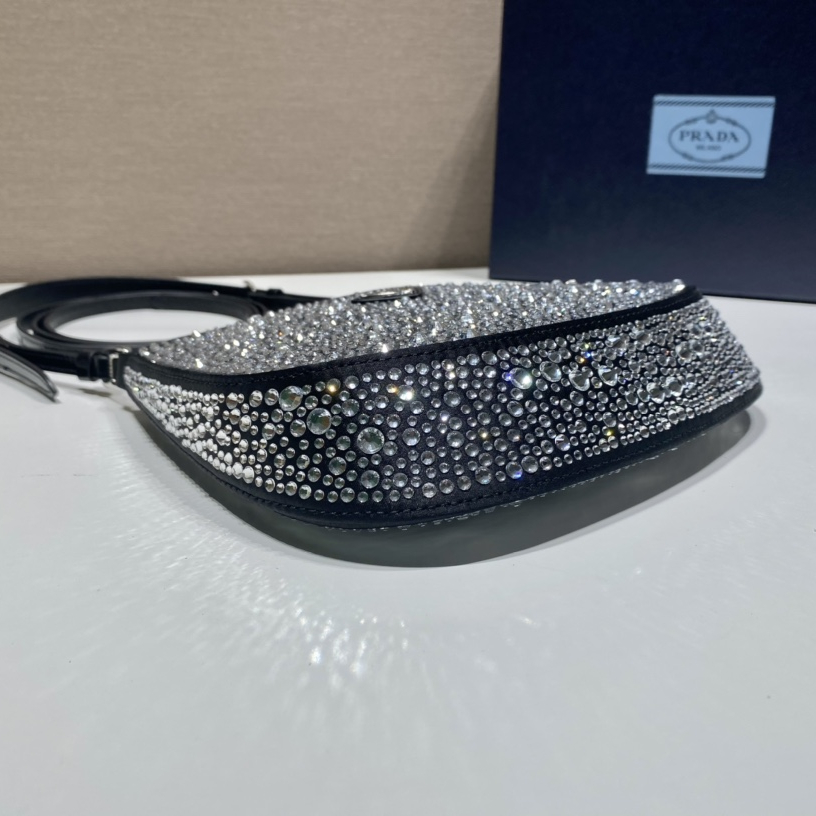 Prada 1BC169 Cleo Satin Bag with Crystals Size 22*18.5*4.5cm