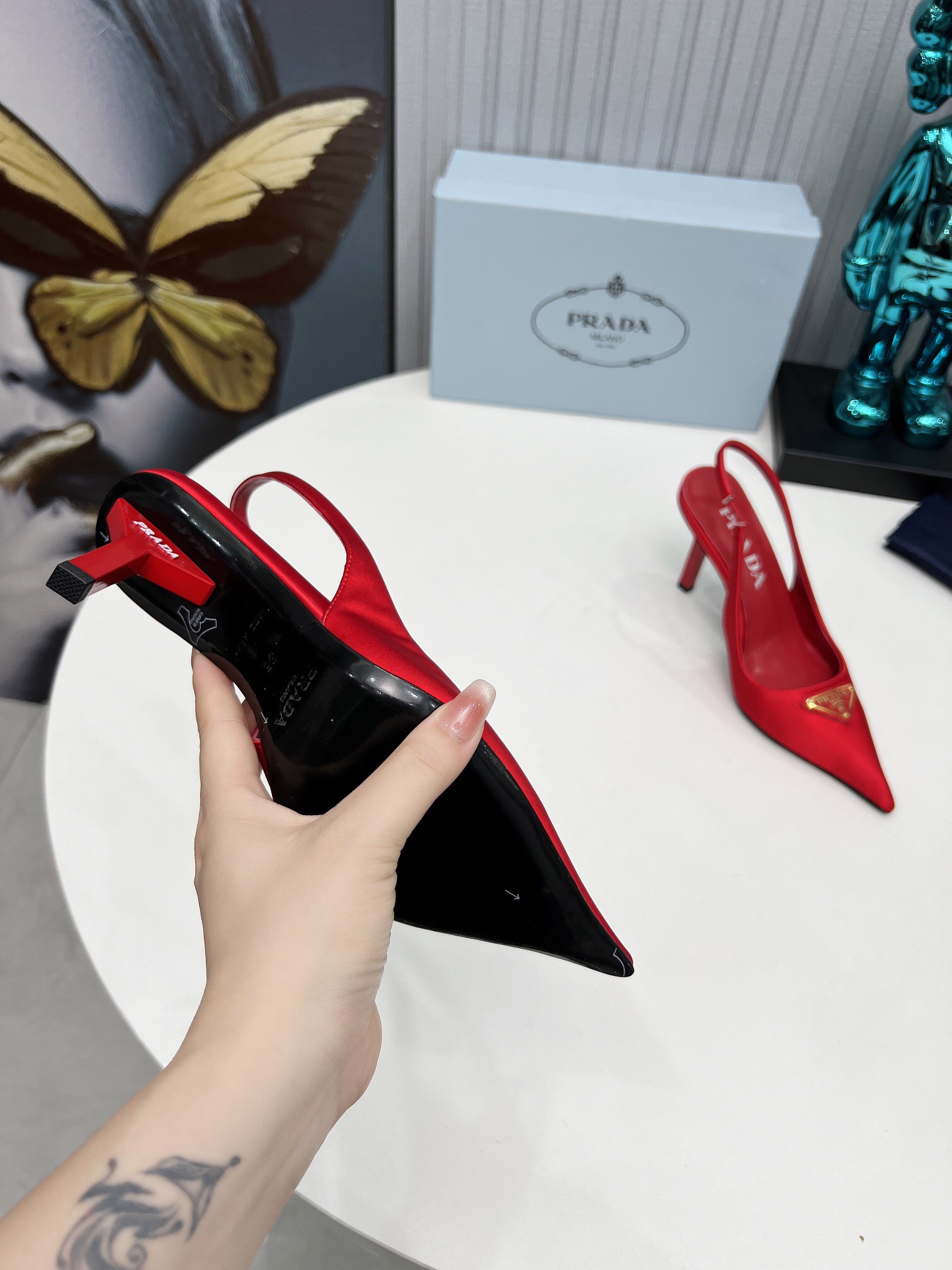 Prada Brushed Leather Slingback Pumps Size 35-41