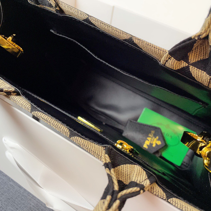 Prada 1BA354 Symbole Embroidered Fabric Handbag Size 28*22*9cm