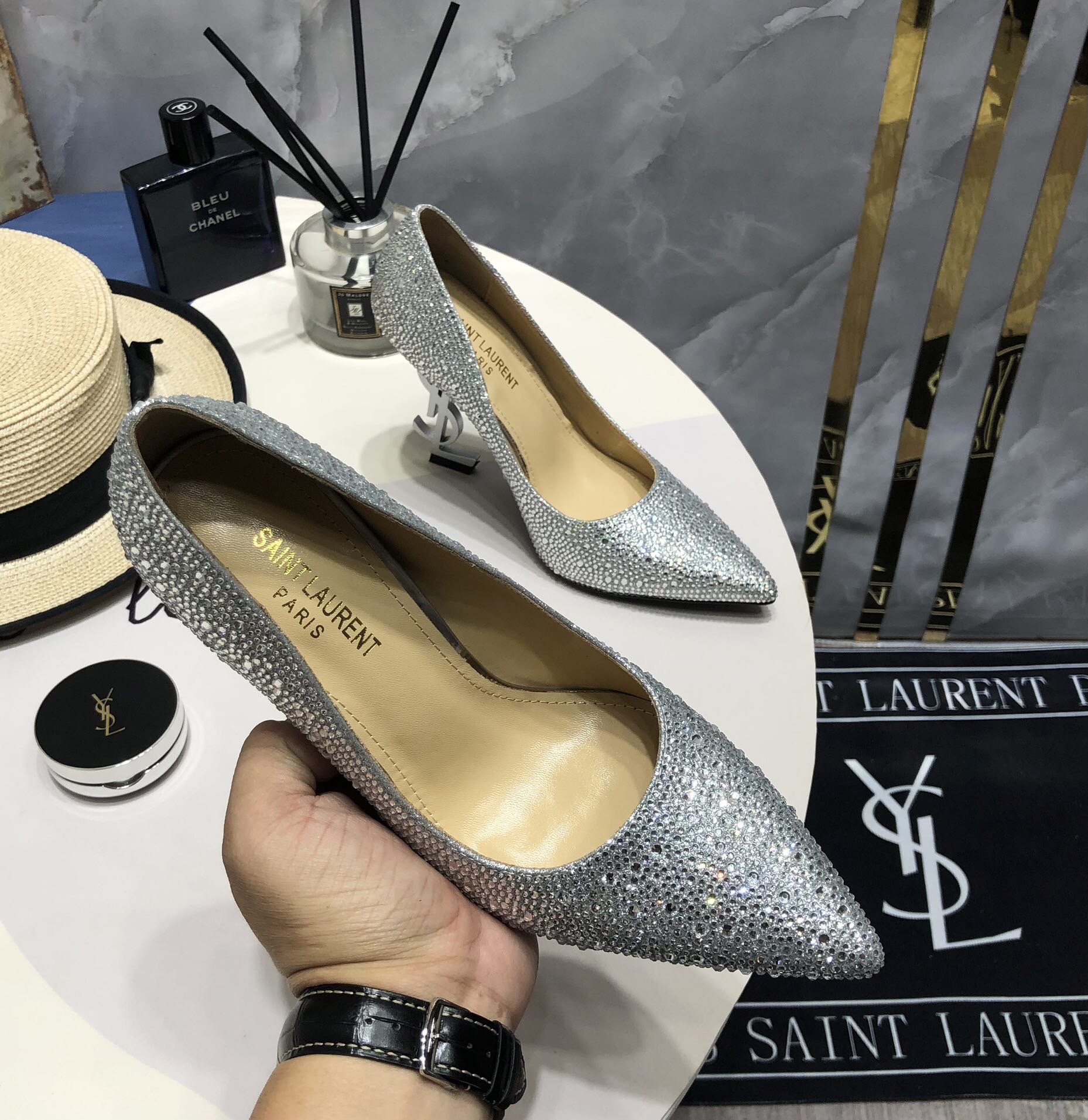 YSL Full Diamond Pumps Size 35-41
