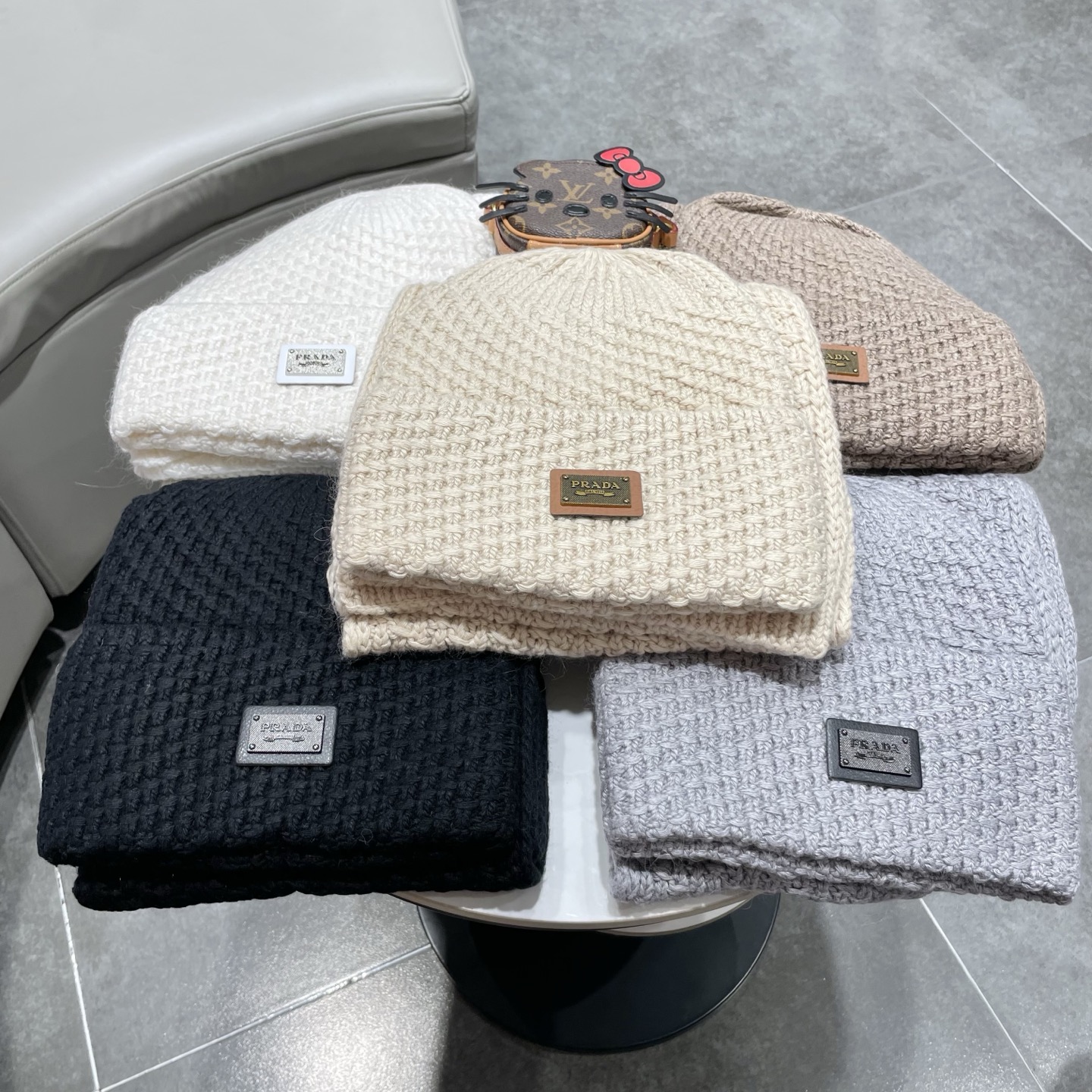 Prada Knitted Hat+Scarf