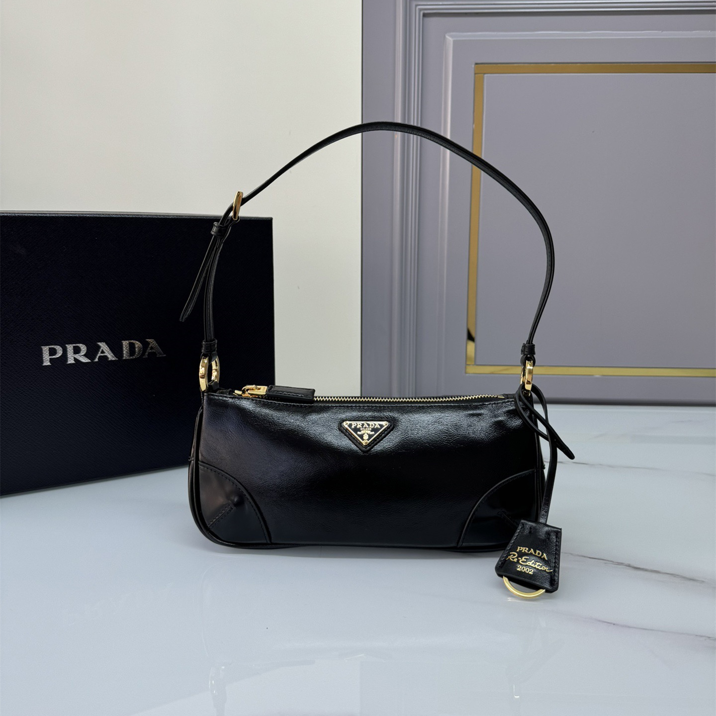 Prada 1BC201 Re-Edition 2002 Small Leather Shoulder Bags Size 23.5*10*5cm