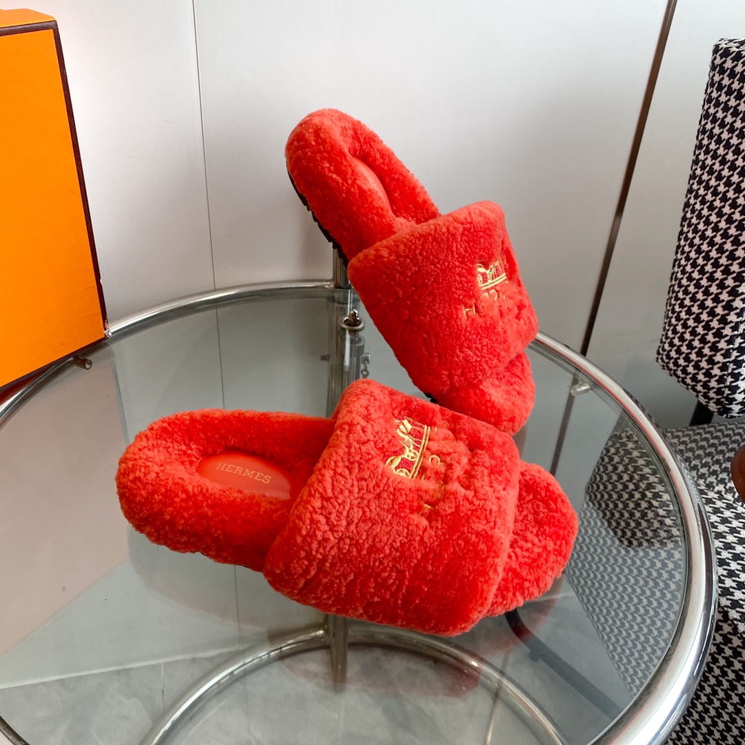 Hermes 23fw Women Winter Slippers Size 36-40