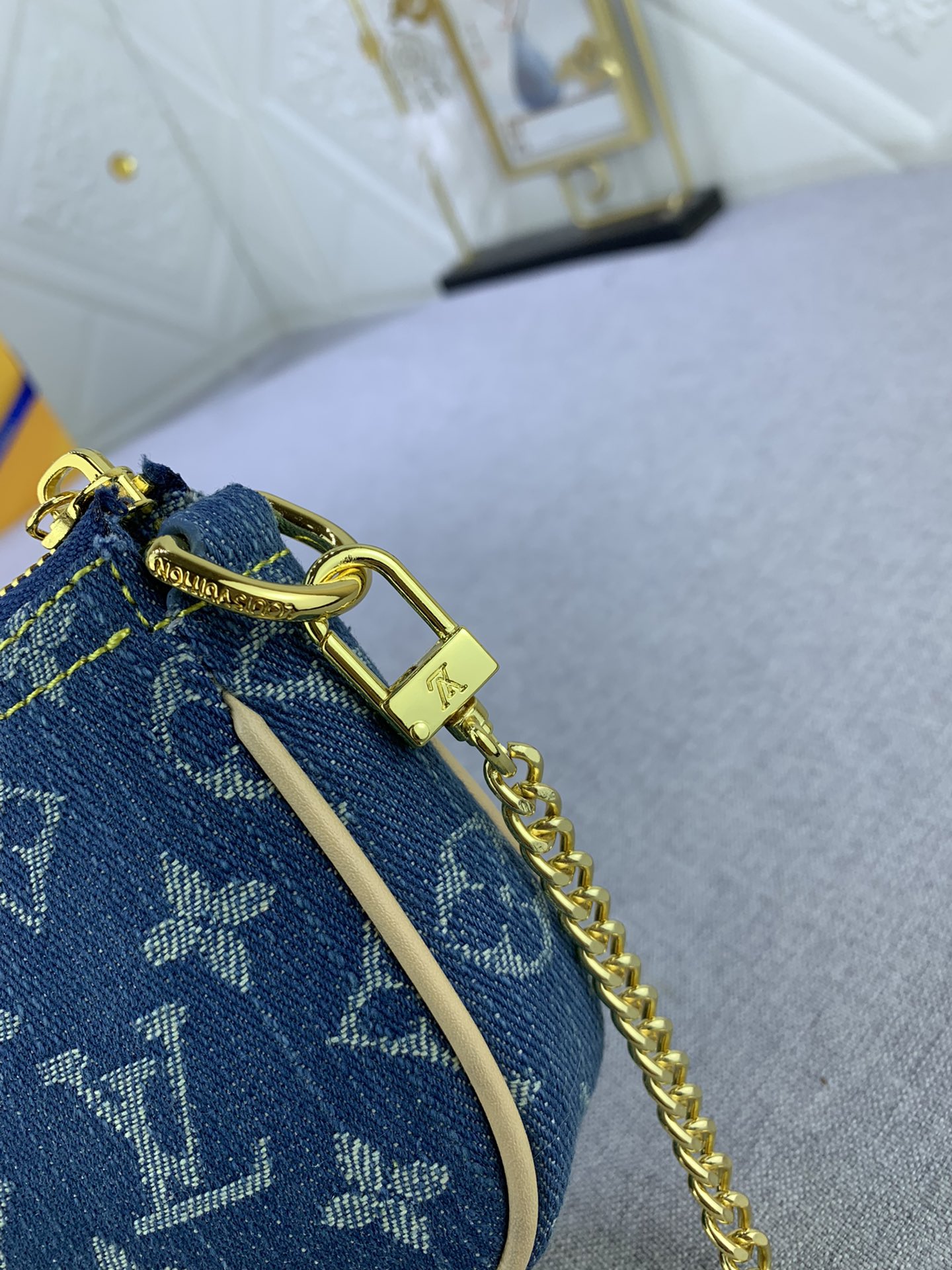 Louis Vuitton M82960 Mini Pochette Accessorie Monogram Denim Cowboy Shoulder Bags Size 4.5*9.5*4cm