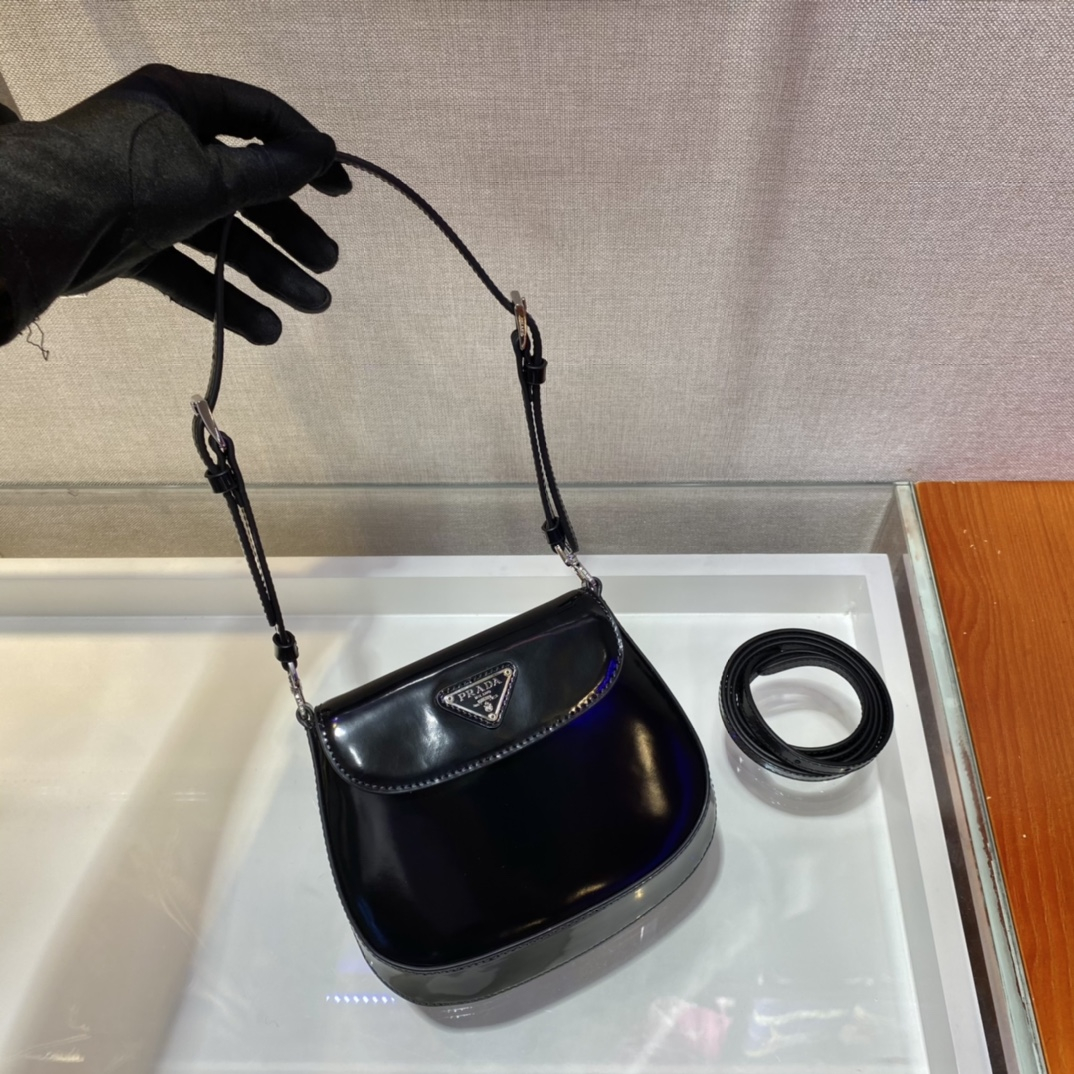 Prada 1BH188 Cleo brushed Leather Shoulder Bags Size 17*14.5*3cm