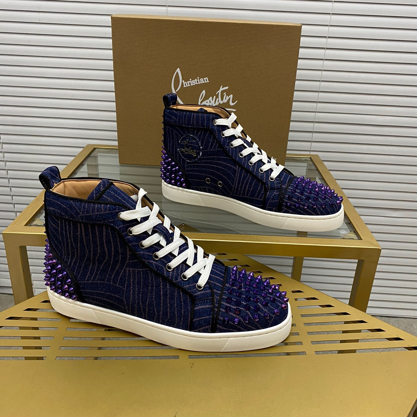 Christian Louboutin Louis Spikes High-Top Sneaker Size 36-46  5-Color