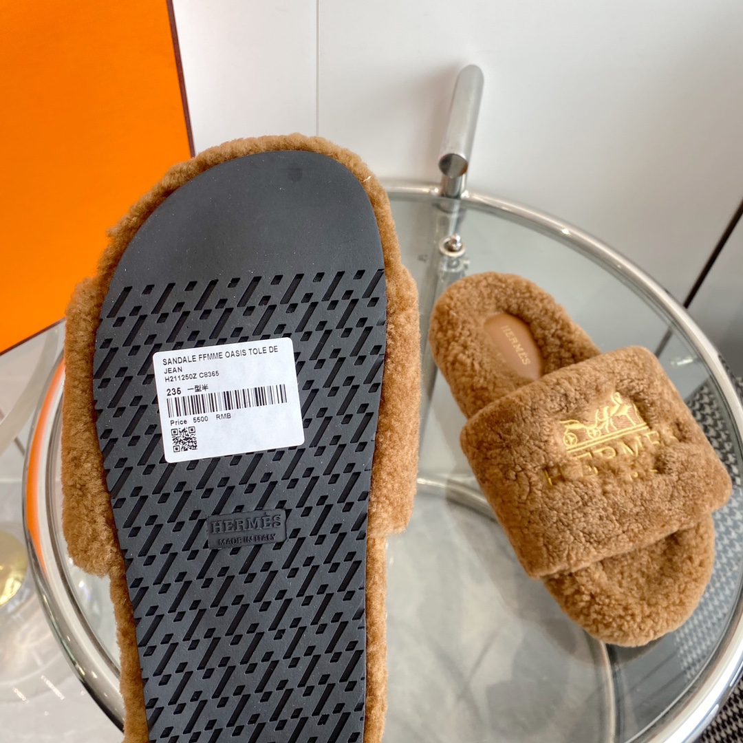 Hermes 23fw Women Winter Slippers Size 36-40