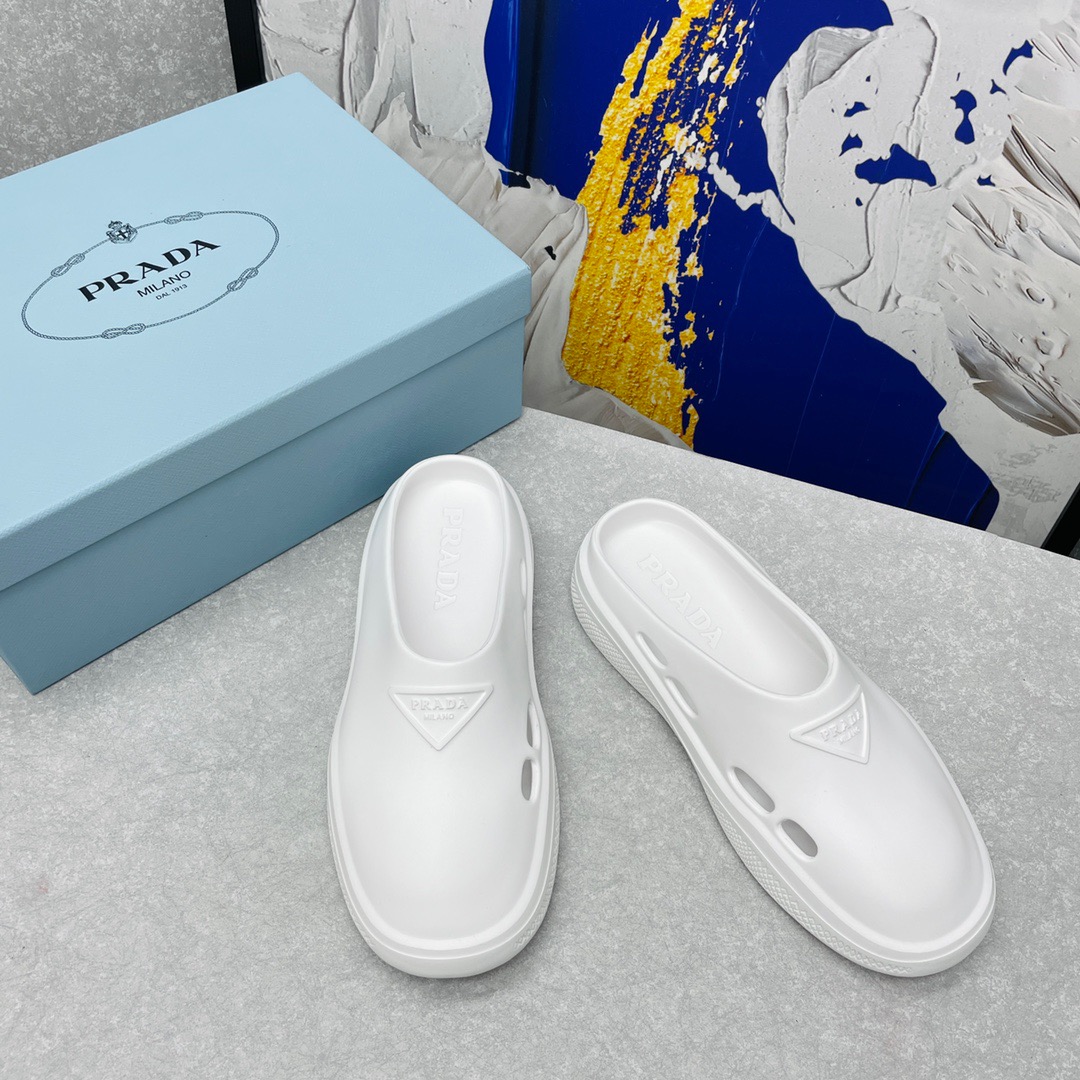 Prada Foam Rubber Slippers Size 35-45 Black/White