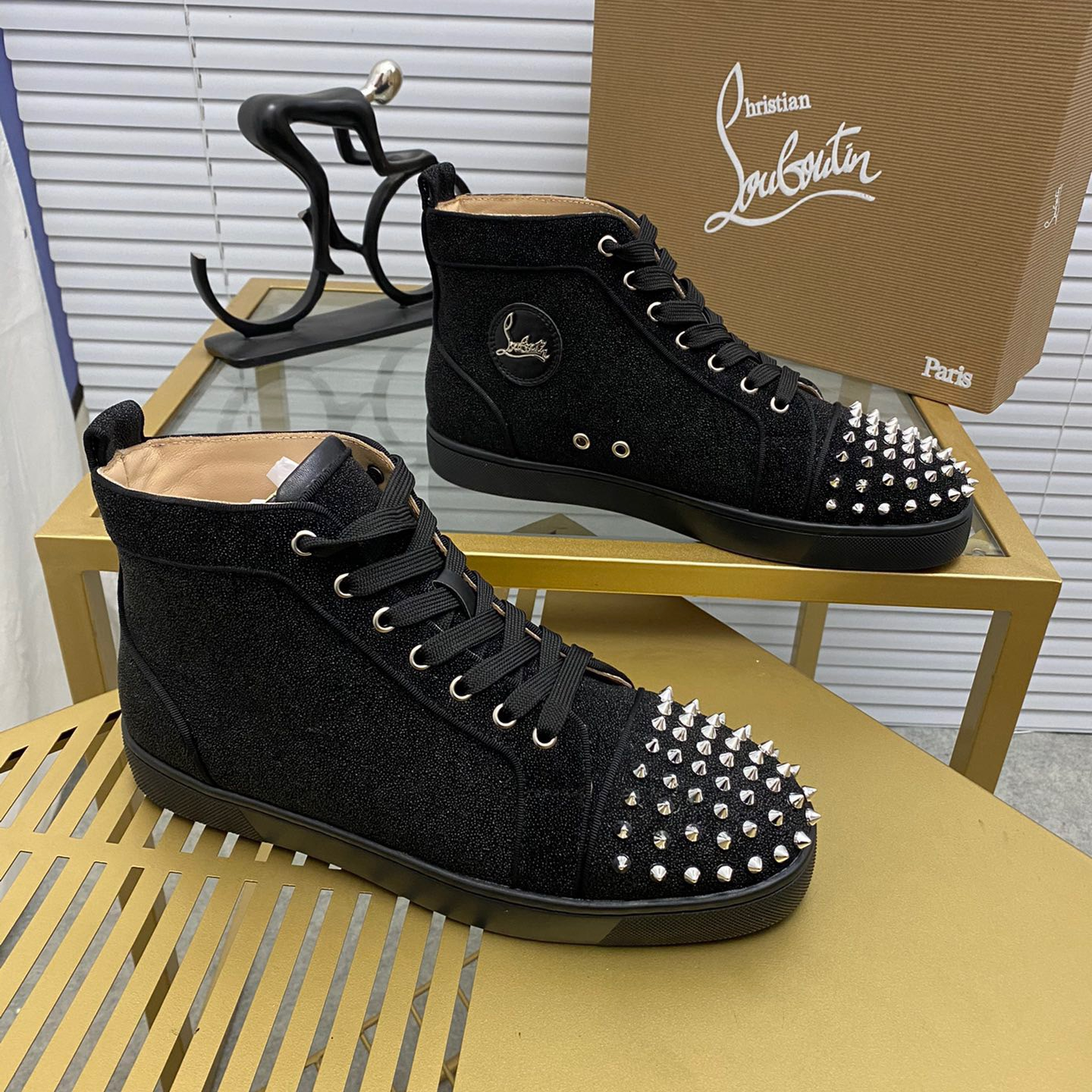 Christian Louboutin Lou Spikes High-Top Sneaker Size 36-46  10-Color