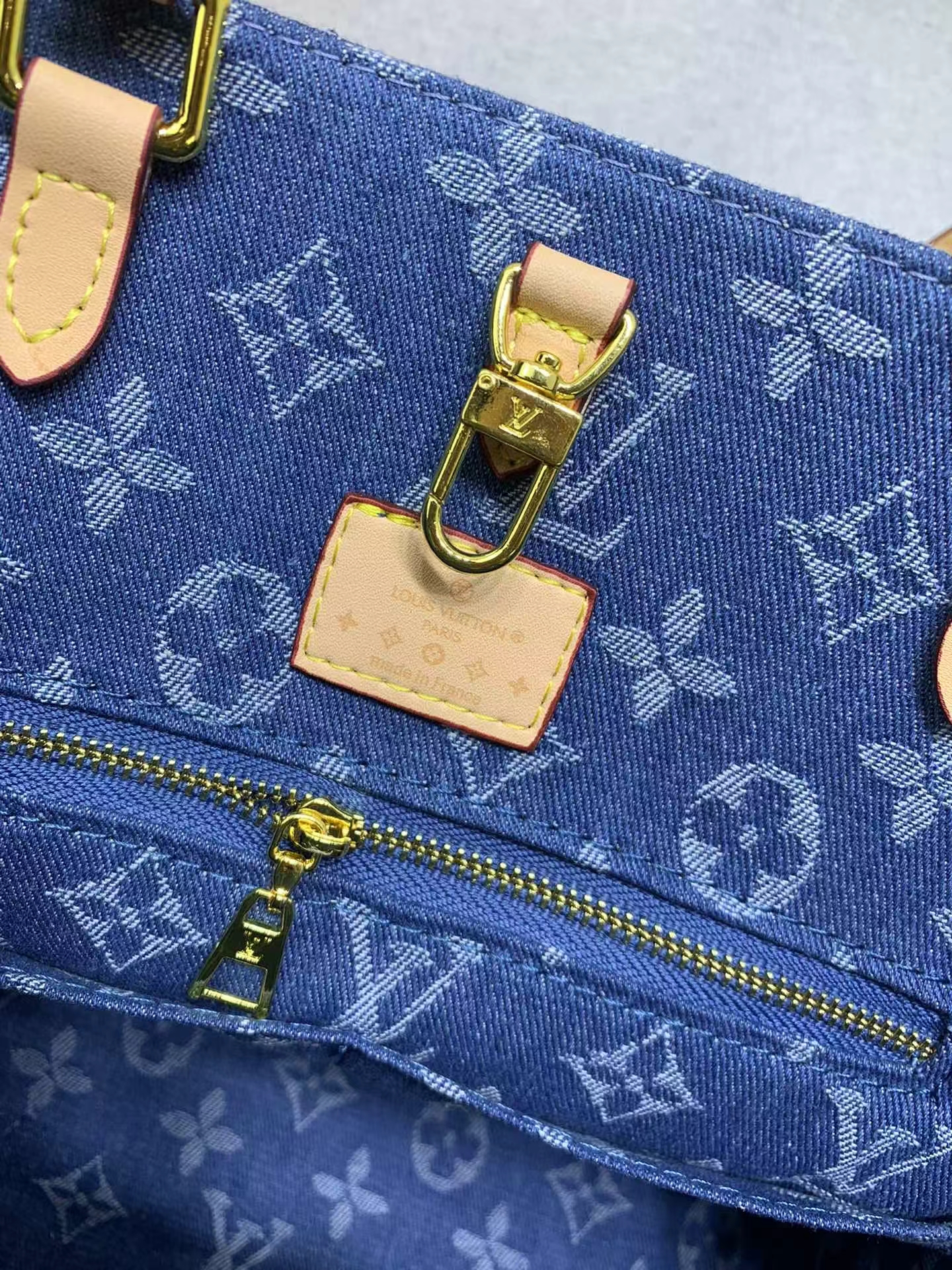 Louis Vuitton Onthego Denim Cowboy Women Handbag 35*27*14cm