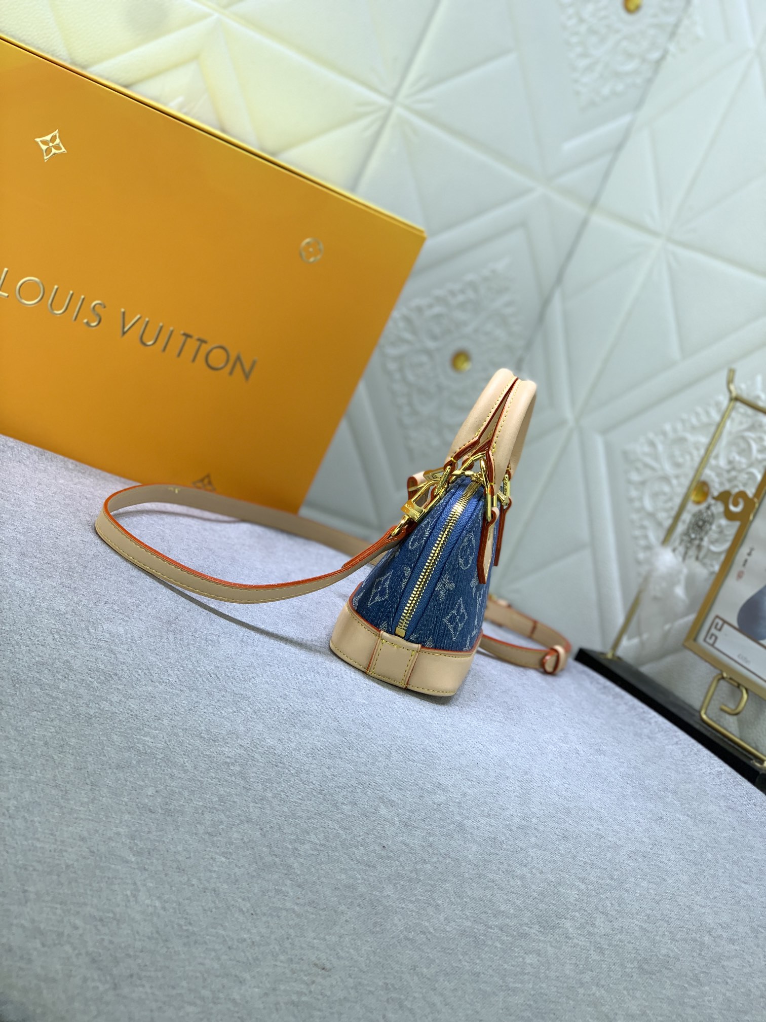 Louis Vuitton M82717 Alma Nano Denim Cowboy Shoulder Bags Size 18*12*8cm