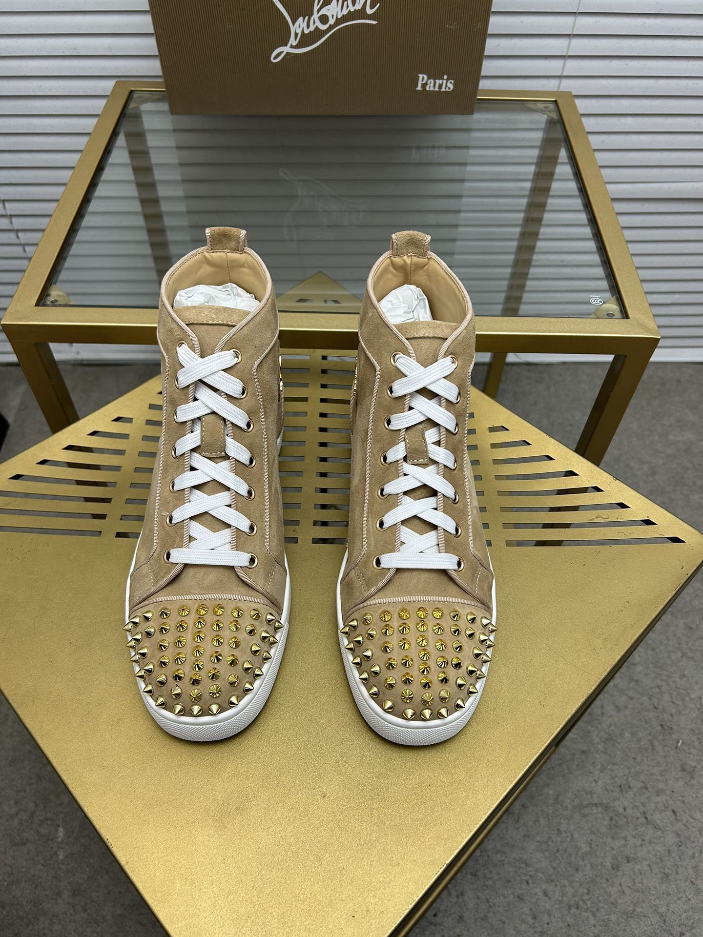 Christian Louboutin Lou Spikes High-Top Sneaker Size 36-46
